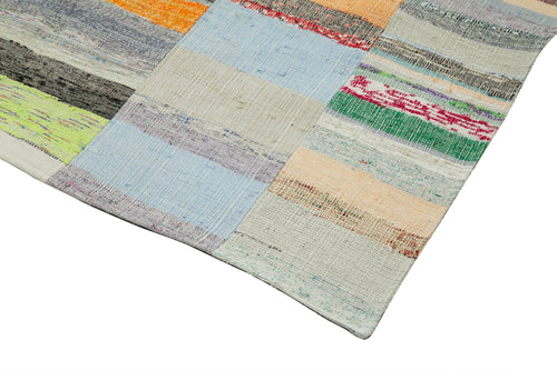 Kirk Yama Grey Patchwork Cotton Wool Handmade Area Rug 5'2'' x 8'6''