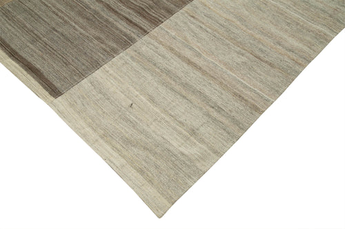 Kirk Yama Brown Patchwork Cotton Wool Handmade Area Rug 6'7'' x 10'1''