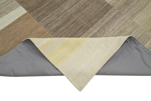 Kirk Yama Brown Patchwork Cotton Wool Handmade Area Rug 6'7'' x 10'1''