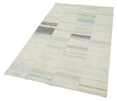 Kirk Yama Beige Patchwork Cotton Wool Handmade Area Rug 4'3'' x 6'11''