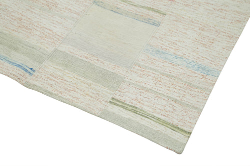 Kirk Yama Beige Patchwork Cotton Wool Handmade Area Rug 4'3'' x 6'11''