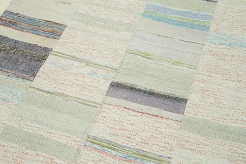 Kirk Yama Beige Patchwork Cotton Wool Handmade Area Rug 4'3'' x 6'11''