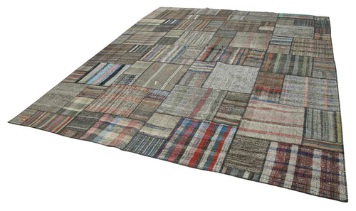 Kirk Yama Grey Patchwork Cotton Wool Handmade Area Rug 10'10'' x 13'5''