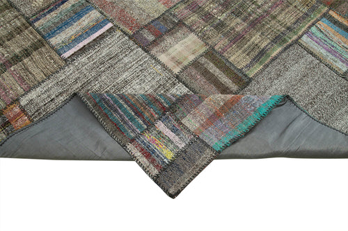 Kirk Yama Grey Patchwork Cotton Wool Handmade Area Rug 10'10'' x 13'5''