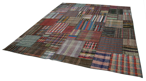 Kirk Yama Brown Patchwork Cotton Wool Handmade Area Rug 10'10'' x 13'3''