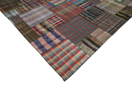 Kirk Yama Brown Patchwork Cotton Wool Handmade Area Rug 10'10'' x 13'3''