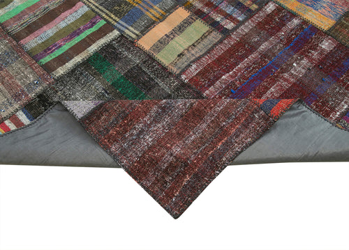 Kirk Yama Brown Patchwork Cotton Wool Handmade Area Rug 10'10'' x 13'3''