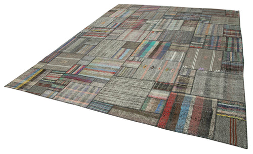 Kirk Yama Grey Patchwork Cotton Wool Handmade Area Rug 10'8'' x 13'5''