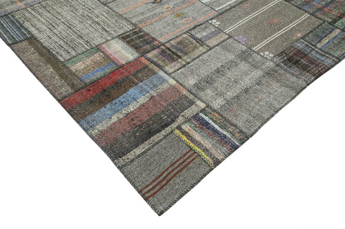 Kirk Yama Grey Patchwork Cotton Wool Handmade Area Rug 10'8'' x 13'5''