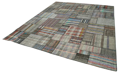 Kirk Yama Grey Patchwork Cotton Wool Handmade Area Rug 10'10'' x 13'6''