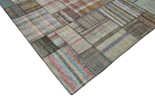 Kirk Yama Grey Patchwork Cotton Wool Handmade Area Rug 10'10'' x 13'6''