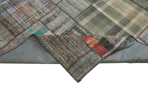 Kirk Yama Grey Patchwork Cotton Wool Handmade Area Rug 10'10'' x 13'6''