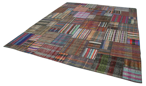 Kirk Yama Brown Patchwork Cotton Wool Handmade Area Rug 10'9'' x 13'3''