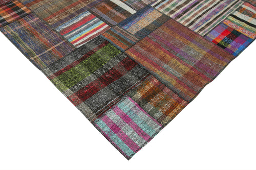 Kirk Yama Brown Patchwork Cotton Wool Handmade Area Rug 10'9'' x 13'3''
