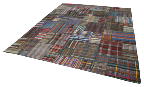 Kirk Yama Brown Patchwork Cotton Wool Handmade Area Rug 10'9'' x 13'5''