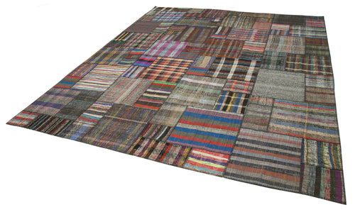 Kirk Yama Grey Patchwork Cotton Wool Handmade Area Rug 10'10'' x 13'6''
