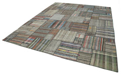 Kirk Yama Grey Patchwork Cotton Wool Handmade Area Rug 10'11'' x 13'6''
