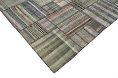 Kirk Yama Grey Patchwork Cotton Wool Handmade Area Rug 10'11'' x 13'6''