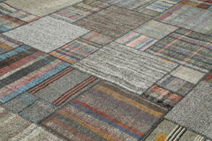 Kirk Yama Grey Patchwork Cotton Wool Handmade Area Rug 10'11'' x 13'6''