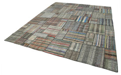 Kirk Yama Grey Patchwork Cotton Wool Handmade Area Rug 10'9'' x 13'4''