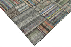 Kirk Yama Grey Patchwork Cotton Wool Handmade Area Rug 10'9'' x 13'4''