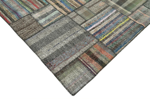 Kirk Yama Grey Patchwork Cotton Wool Handmade Area Rug 10'9'' x 13'4''