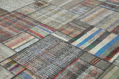 Kirk Yama Grey Patchwork Cotton Wool Handmade Area Rug 10'9'' x 13'4''