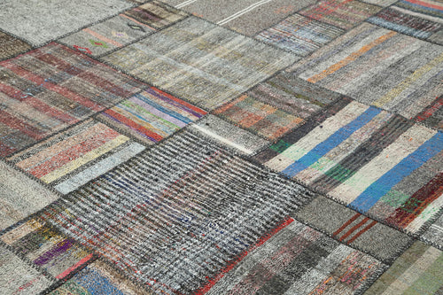 Kirk Yama Grey Patchwork Cotton Wool Handmade Area Rug 10'9'' x 13'4''