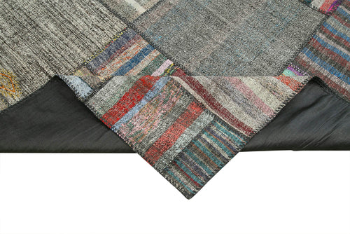 Kirk Yama Grey Patchwork Cotton Wool Handmade Area Rug 10'9'' x 13'4''