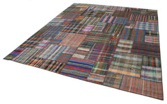 Kirk Yama Brown Patchwork Cotton Wool Handmade Area Rug 10'9'' x 13'3''
