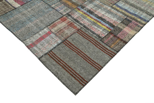 Kirk Yama Grey Patchwork Cotton Wool Handmade Area Rug 10'10'' x 13'8''
