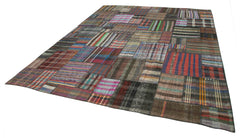 Kirk Yama Brown Patchwork Cotton Wool Handmade Area Rug 10'10'' x 13'2''