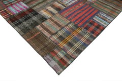 Kirk Yama Brown Patchwork Cotton Wool Handmade Area Rug 10'10'' x 13'2''