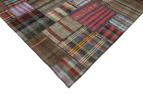 Kirk Yama Brown Patchwork Cotton Wool Handmade Area Rug 10'10'' x 13'2''