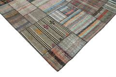 Kirk Yama Grey Patchwork Cotton Wool Handmade Area Rug 10'10'' x 13'7''