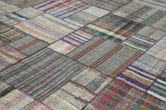 Kirk Yama Grey Patchwork Cotton Wool Handmade Area Rug 10'10'' x 13'7''