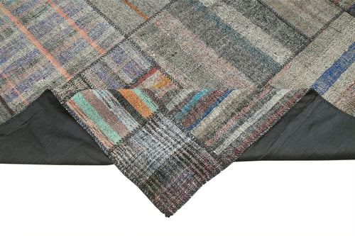 Kirk Yama Grey Patchwork Cotton Wool Handmade Area Rug 10'10'' x 13'7''