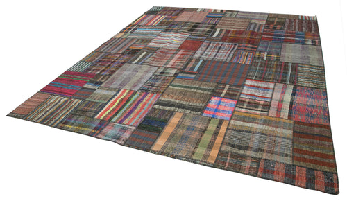 Kirk Yama Brown Patchwork Cotton Wool Handmade Area Rug 10'9'' x 13'3''