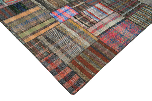 Kirk Yama Brown Patchwork Cotton Wool Handmade Area Rug 10'9'' x 13'3''