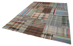 Kirk Yama Grey Patchwork Cotton Wool Handmade Area Rug 8'8'' x 11'9''
