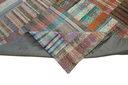 Kirk Yama Grey Patchwork Cotton Wool Handmade Area Rug 8'8'' x 11'9''
