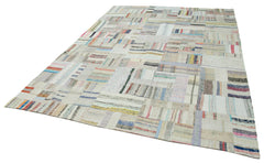 Kirk Yama Beige Patchwork Cotton Wool Handmade Area Rug 8'0'' x 11'6''
