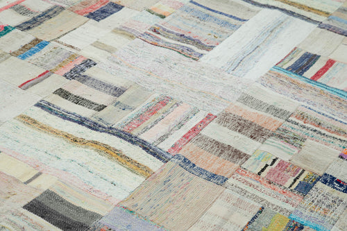 Kirk Yama Beige Patchwork Cotton Wool Handmade Area Rug 8'0'' x 11'6''