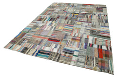 Kirk Yama Grey Patchwork Cotton Wool Handmade Area Rug 7'11'' x 11'6''