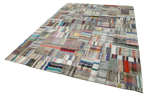 Kirk Yama Grey Patchwork Cotton Wool Handmade Area Rug 7'11'' x 11'6''