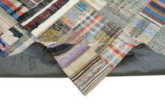 Kirk Yama Grey Patchwork Cotton Wool Handmade Area Rug 7'11'' x 11'6''