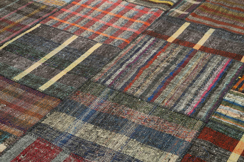 Handmade Area Rug – Kirk Yama Grey Patchwork Cotton Wool Carpet 8'2'' x 11'11''