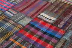 Handmade Area Rug - Kirk Yama Grey Patchwork Cotton Wool Carpet 6'9'' x 10'2''