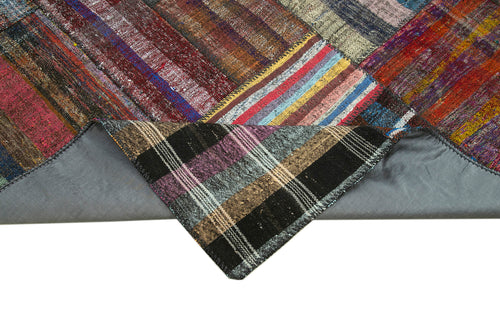 Handmade Area Rug - Kirk Yama Grey Patchwork Cotton Wool Carpet 6'9'' x 10'2''
