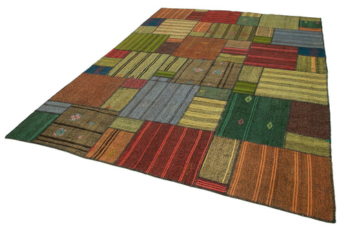 Kirk Yama Grey Patchwork Cotton Wool Handmade Area Rug 8'2'' x 11'7''